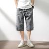 Summer Men's Jeans Denim Breeches Calf-Length Casual Shorts Washed Cotton Drawstring Straight Capris Pants Big Size 8XL
