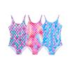 4-12 Years Kids Girls Sleevelesss Fish Scale Pattern One-piece Swimsuit Triangle Swimwear
