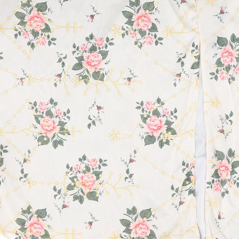 1 шт. кружевное мягкое цветочное принт летнее длинное платье модное полиэстеровое сказочное платье женское квадратный воротник тонкий высокий разрез рукав-фонарик