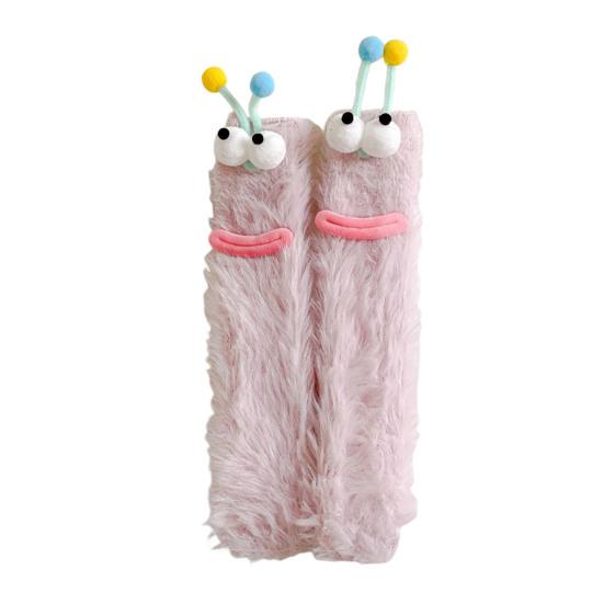 Fuzzy Silly Socks Funny Fluffy Cartoon Socks with Eyes Cute Winter Sleeping Socks