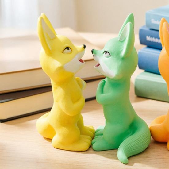 Лиса Сжимающая Игрушка Медленно Поднимающаяся Игрушка для Снятия Стресса со Звуком Мягкая Эластичная Фигурка Лисы Игрушка для Декомпрессии для Детей Взрослых Снятие Стресса И Подарки на Вечеринку