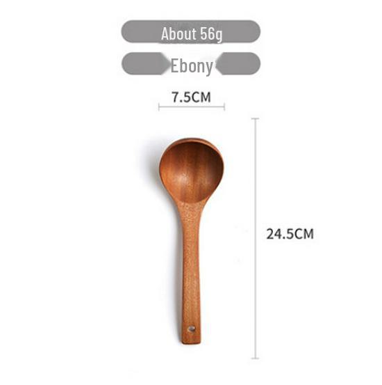 Ebony Wooden Spoon Set - Personalized Long Handle Soup Spoon & Non-Stick Pan Spatula