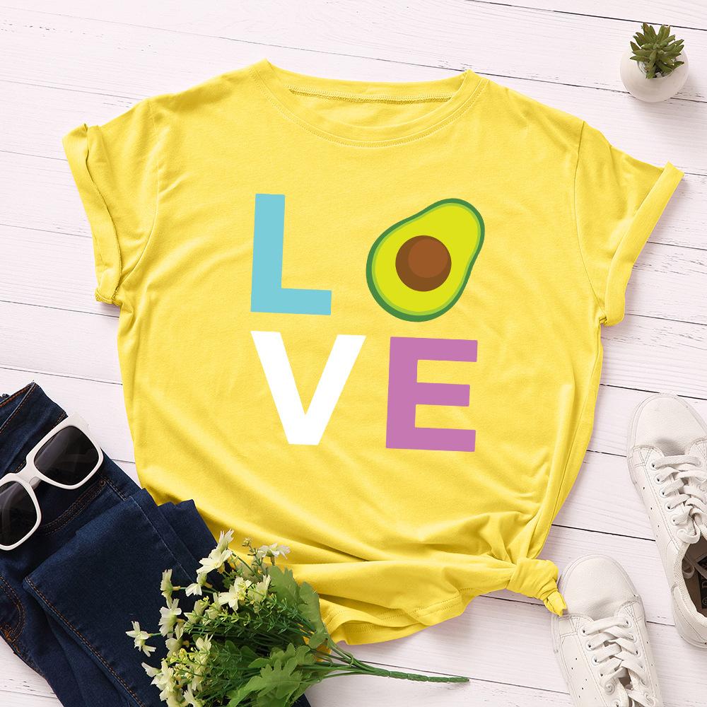 Хлопковая футболка с коротким рукавом и круглым вырезом, женская, с 2D-принтом, топы