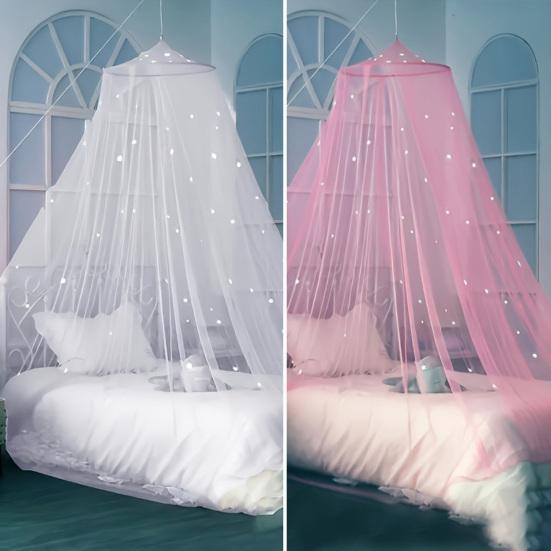 Балдахин для кровати с флуоресцентными звездами, дышащая москитная сетка, детская комната, круглая верхняя часть, детская кроватка, палатка, хозяйственные принадлежности