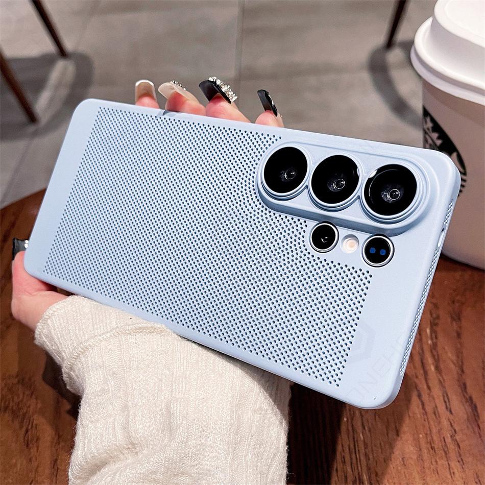 Дышащий сетчатый чехол для ПК с защитой от перегрева для Samsung Galaxy S26 S2 S24 S23 S22 Ultra S21 Plus Защита объектива Тонкий Матовый Жесткий Чехол