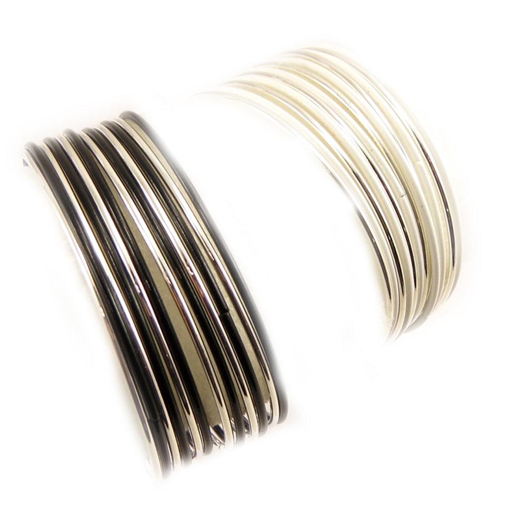 Les Trésors De Lily [L5250] - 2 Black and White 'Choreography' Bracelets