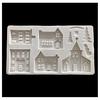 Fondant Mold Baking Chocolate Silicone Mold House Castle Christmas Tree Cake Decoration Clay Mold