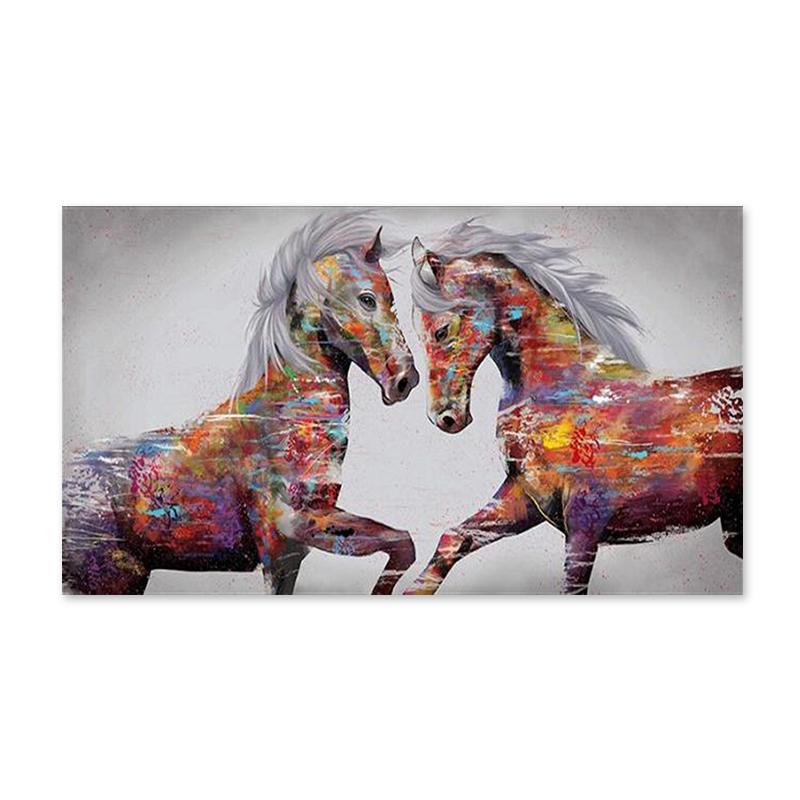 Три бегущие лошади Картина на холсте Искусство животных Постеры и принты Современная живопись Настенные картины для гостиной Домашний декор