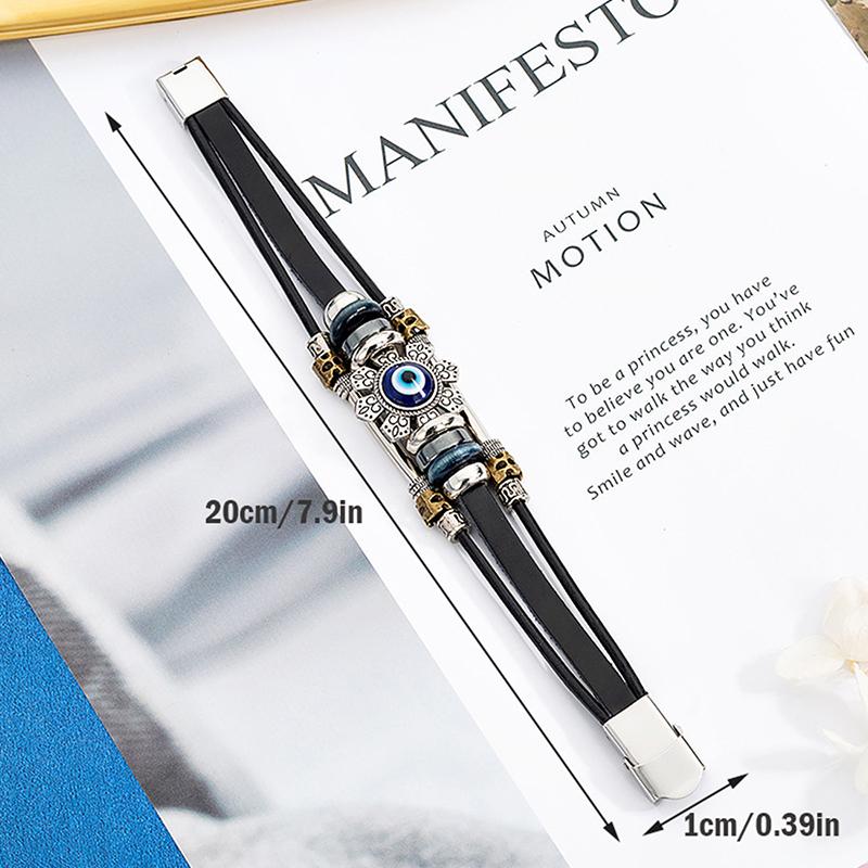 Lucky Eye Turkish Evil Eye Bracelets Punk Multilayer Leather Handmade Bracelet