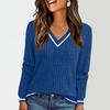 Женские свитера с длинным рукавом и V-образным вырезом, осенние мягкие легкие вязаные приталенные топы