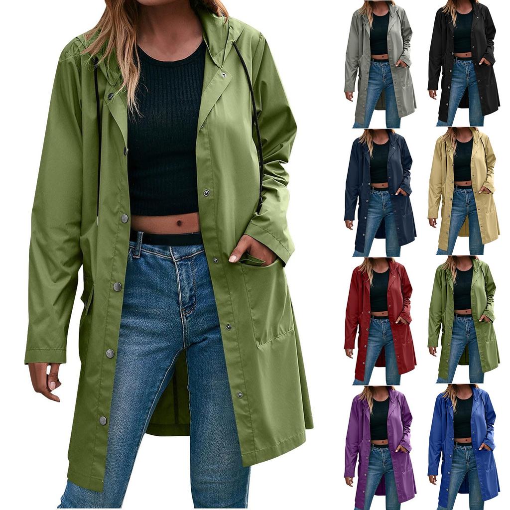 Женская однотонная полосатая дождевик на открытом воздухе плюс водонепроницаемый плащ с капюшоном ветрозащитный