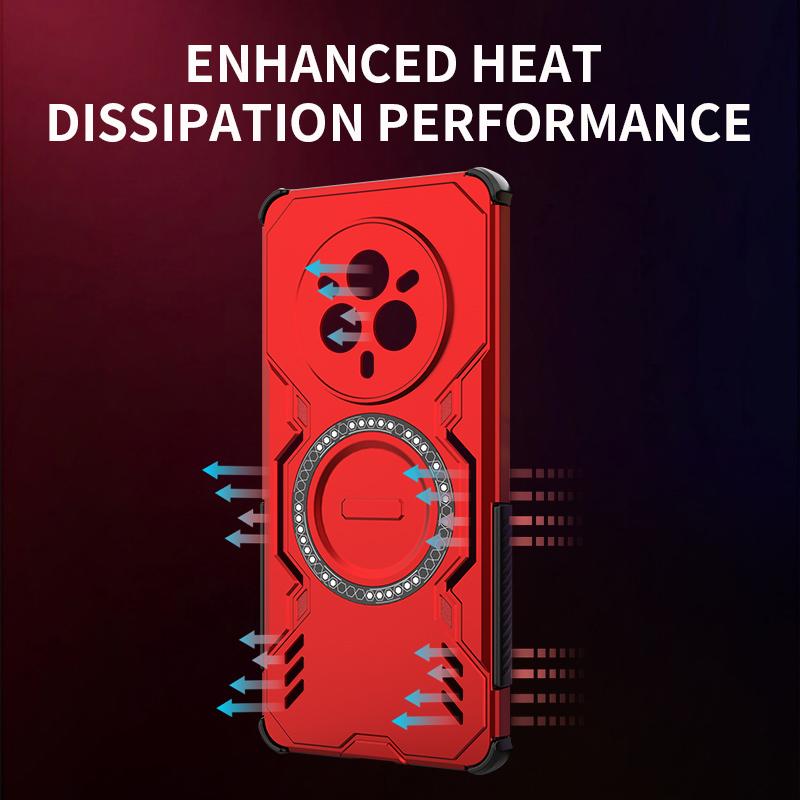 KEYSION Полый чехол для отвода тепла для Realme 14 Pro+ 5G Магнитное охлаждение Ударопрочный чехол для телефона для OPPO Realme 14T 5G 14 5G