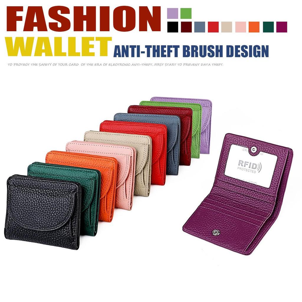 Japanese-Style RFID Genuine Leather Mini Wallet - Simple & Fashionable Coin Purse