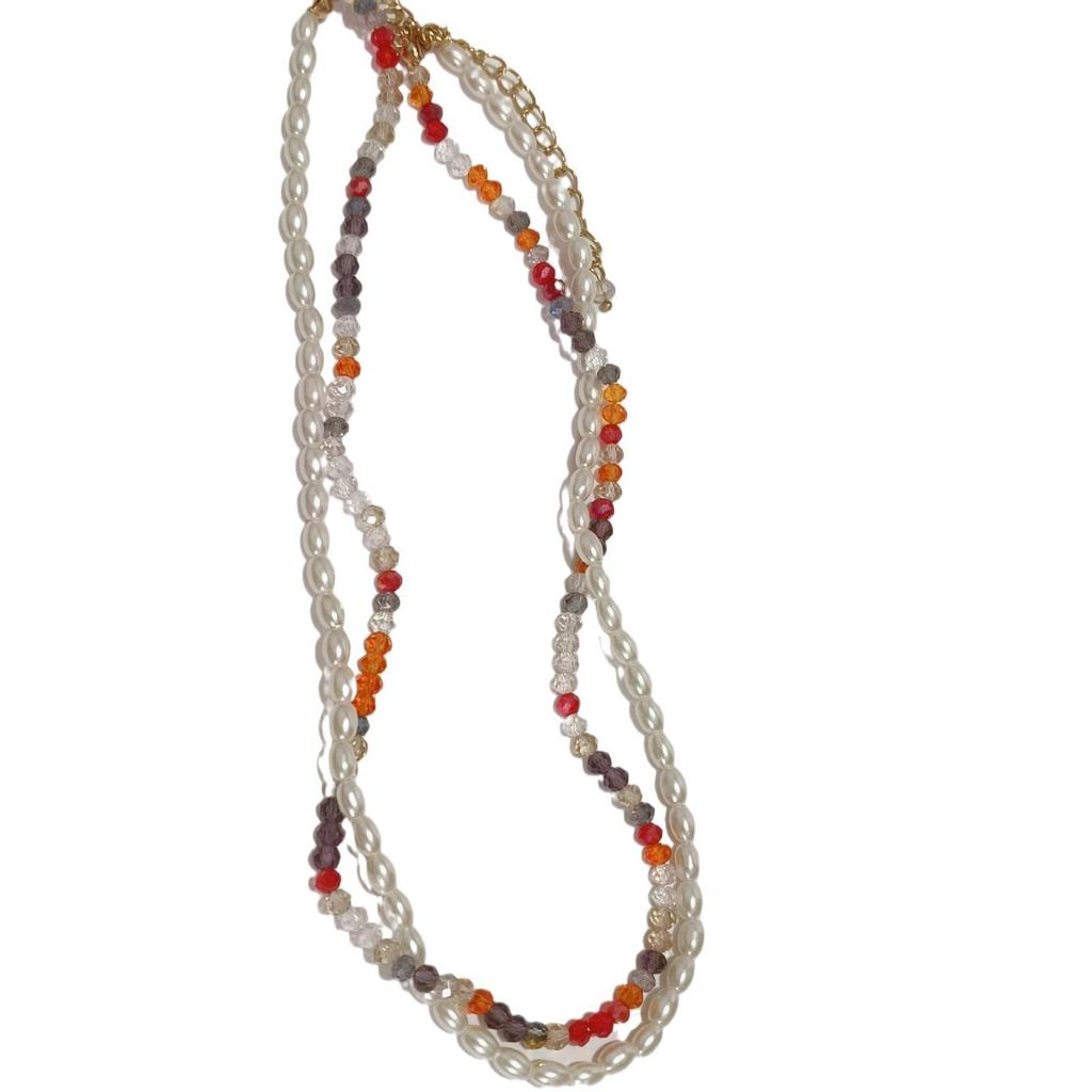 Красочное ожерелье из бусин в два слоя для девочек - Нишевый дизайн ключицы с жемчугом