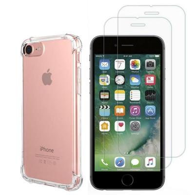 Ударопрочный чехол - Phonillico® - iPhone 8 / iPhone 7 - Мягкий силикон - 2 закаленных стекла - Усиленная защита