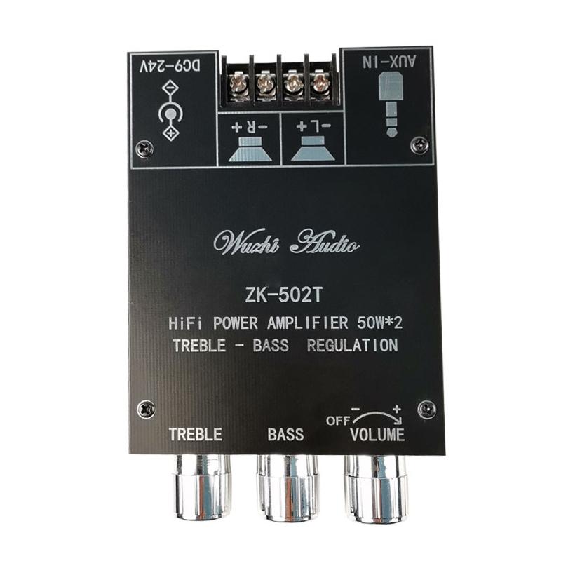 ZK-502T TPA3116D2 Bluetooth 5.0 Amplifier Board 50W×2 2.0 Channel Stereo Audio AMP with Independent Tone Control High Power Bass Amplifier Module