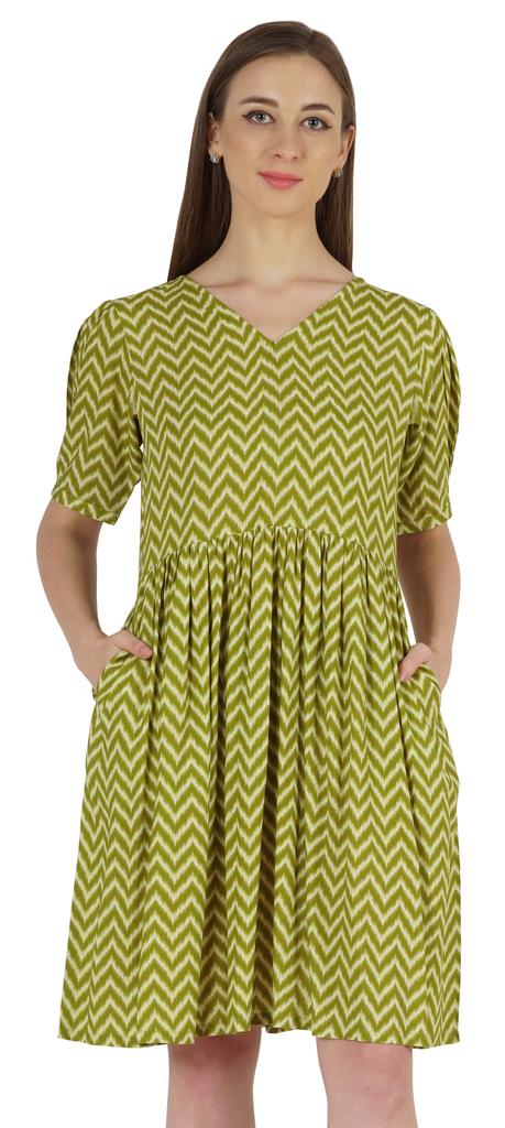 Bimba Printed Summer Shift Dress For Women V Neck Short Dress W  Pockets Western Midi