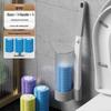 Wall-Mounted Self-Cleaning Toilet Brush Set with Replaceable Head