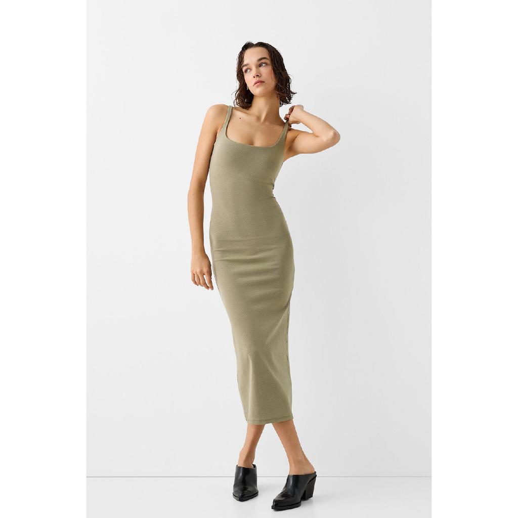 Strappy Square Neck Midi Dress