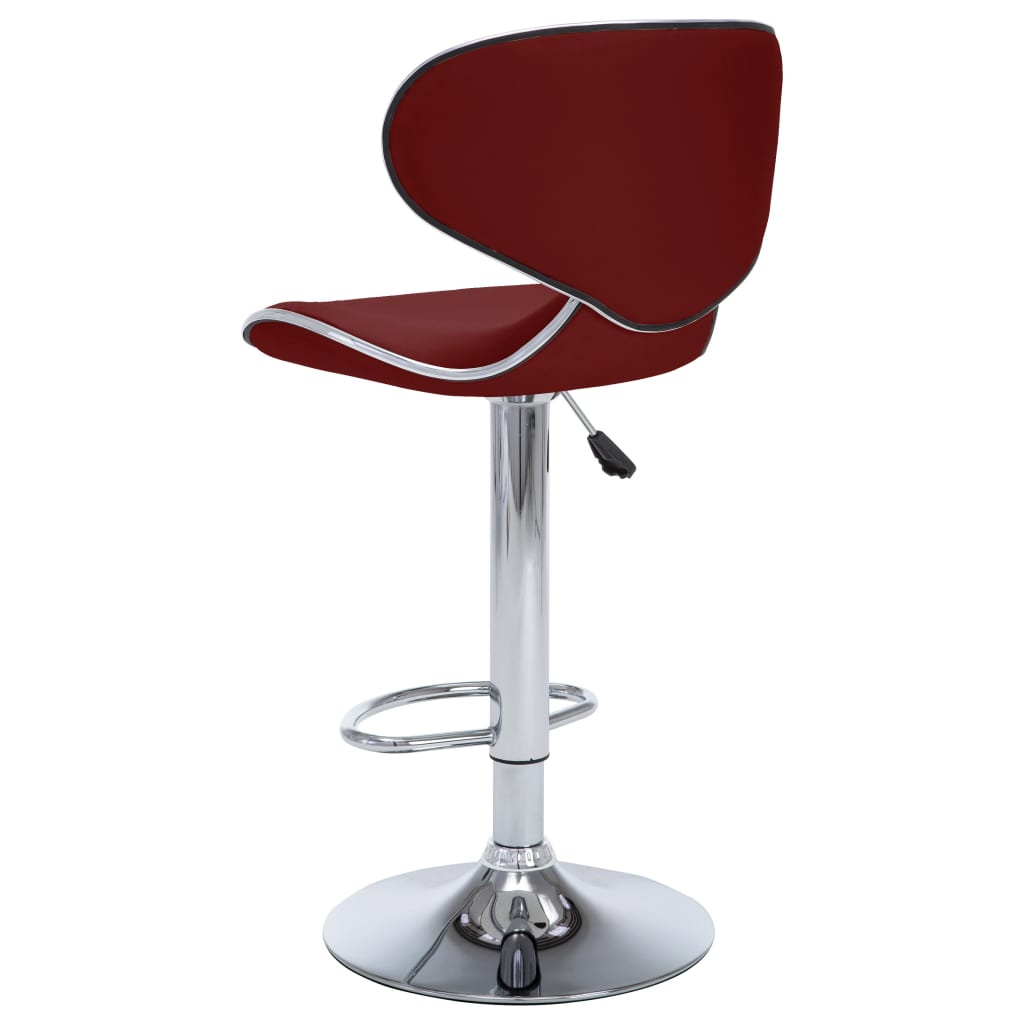 Bar Stool Set of 2 Wine Red Faux Leather