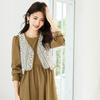 VICTORIA&VERA Women's Elegant Embroidered Vest Style Long Sleeve Dress
