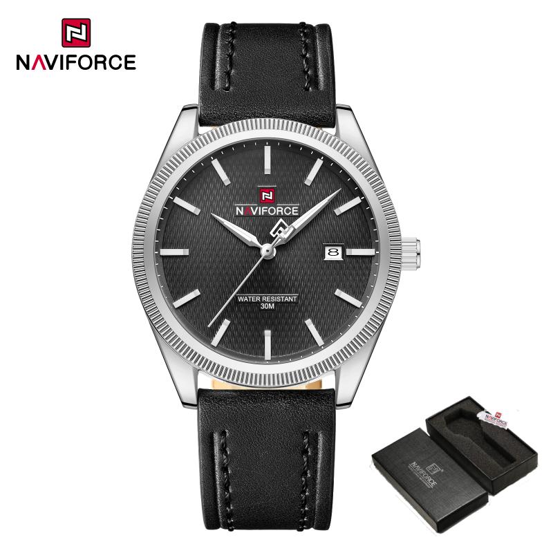 Мужские часы NAVIFORCE Бренд Мужские Часы на Кожаном Ремешке Мужские Повседневные Высококачественные Кварцевые Водонепроницаемые Наручные Часы Montre Femme 2026