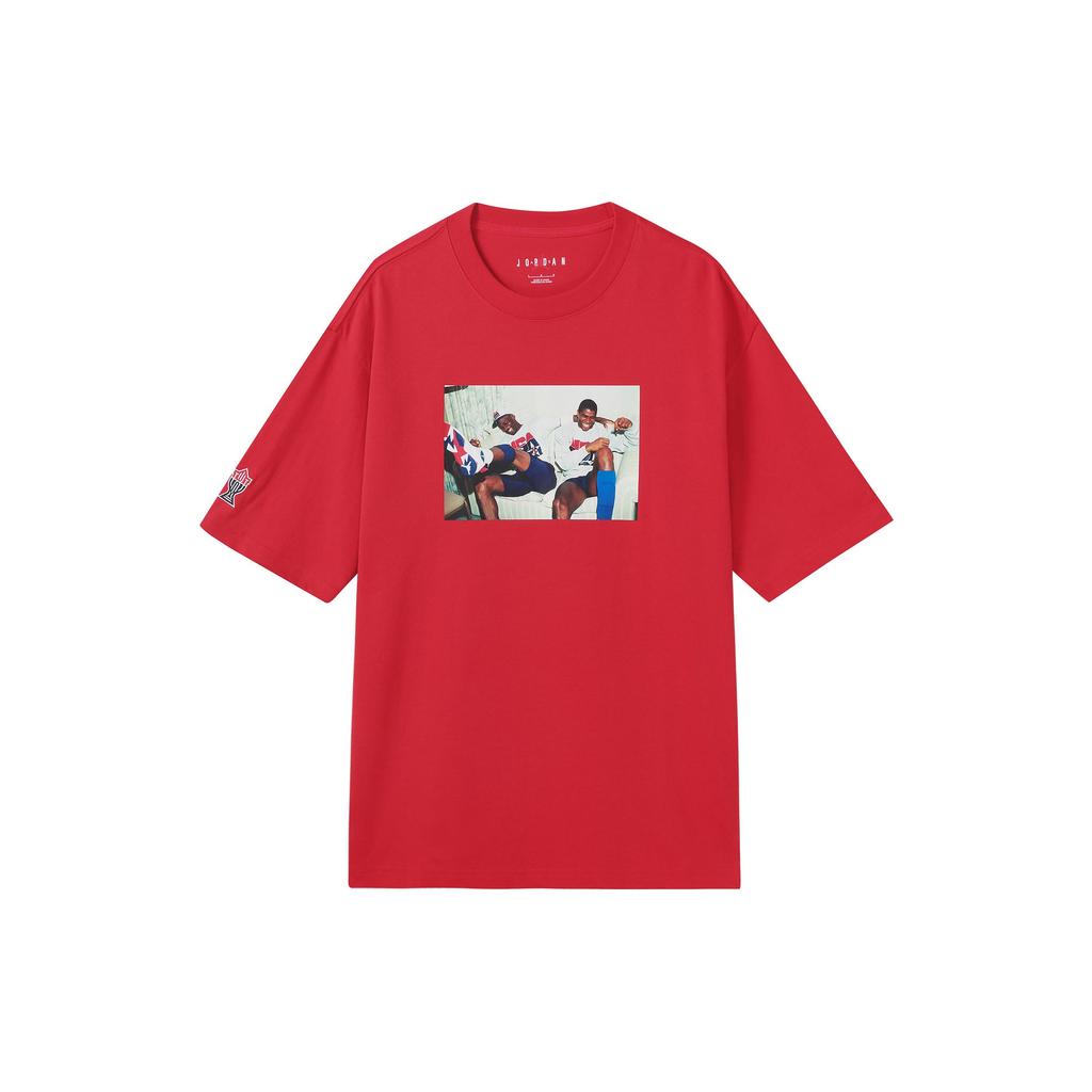 Jordan T Shirts Men's Red Crew Neck Moderate Straight Fit DR2951-657
