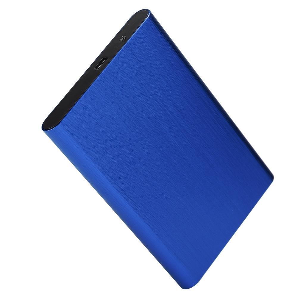 USB2.0 Aluminum Alloy Brushed Mobile Hard Disk Box with Shockproof for 2.5inch SATA HDD SSD Blue (Not Inclube Hard