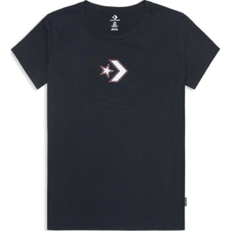 Women's Converse T-Shirts Women's Black Crew Neck Moderate Straight Fit