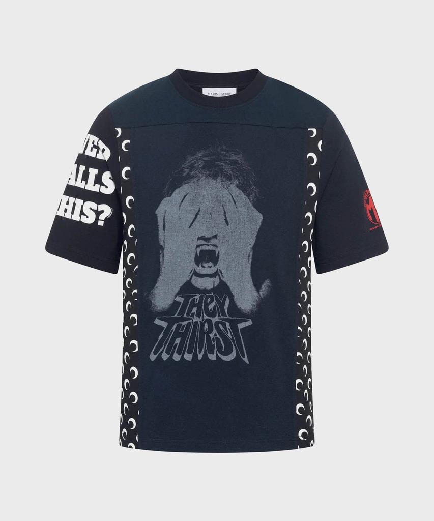 MARINE SERRE (M) Regenerated Graphic Regular Fit T-Shirt Black Regenerated Graphic T-Shirts Regular Fit T-Shirt Bk99 Black