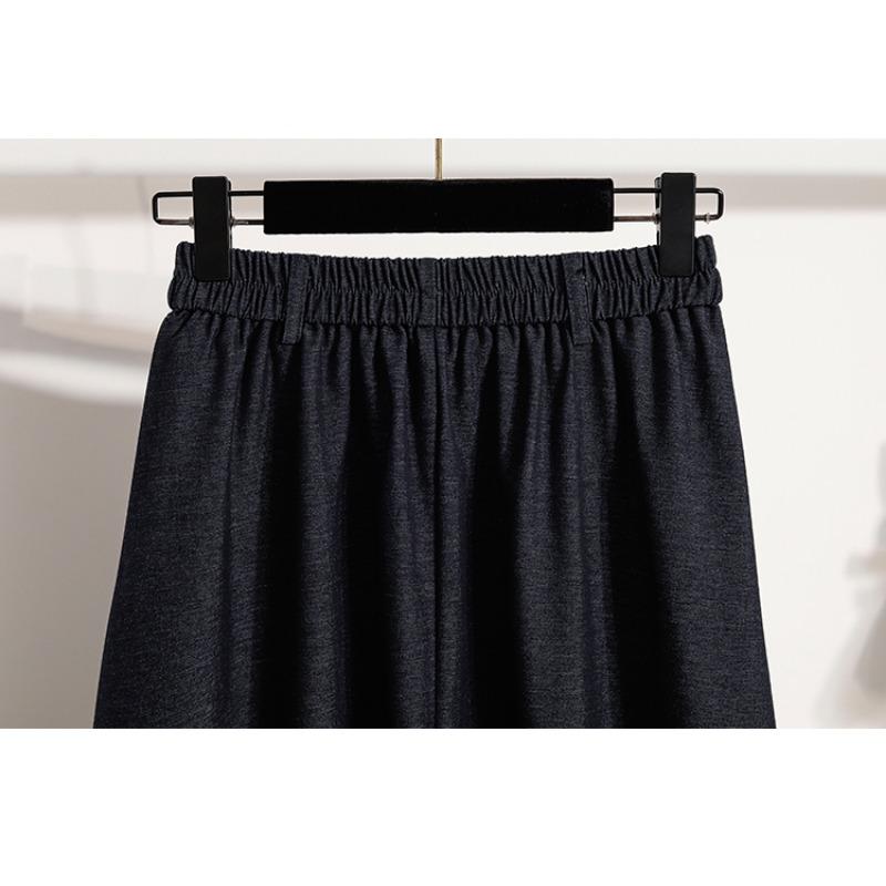 DIMANAF 2025 Осень Большой размер Длинные Женские Синие Юбки Эластичная талия Оверсайз Леди Элегантные Юбки с высокой талией А-силуэта
