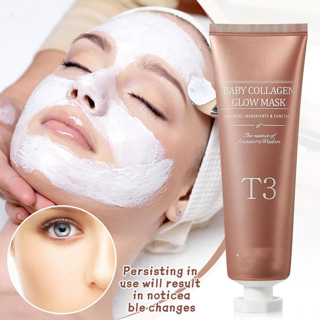 Коллагеновая маска T3 Baby Collagen Glow Mask Коллагеновая маска-пилинг T3 Корейская маска для лица Придает коже сияние, эластичность кожи, укрепляет морщины Маска для лица