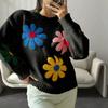 New Colored Small Flower Sweater for Women's Heavy Industry Embroidered Pullover Knitted Sweater for Women