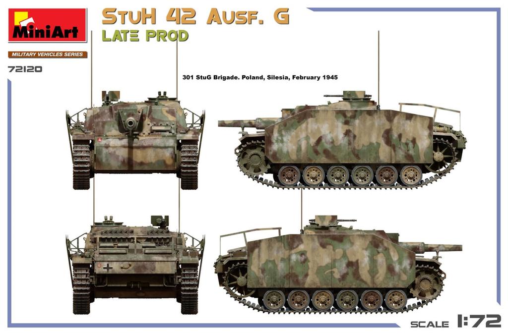 Miniart StuH 42 G Поздний выпуск Пластиковая модель MA72120 1/72 Ausf. (танк)