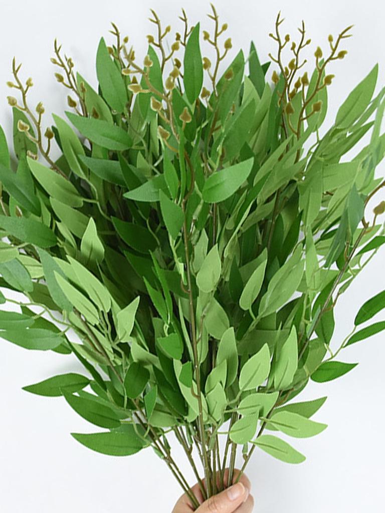 3 пучка шелковых листьев с 5 ответвлениями, искусственный букет из ивы для свадебного декора, украшения дома, сада, вазы, для вечеринки в стиле джунглей, для изготовления венков из растений своими руками