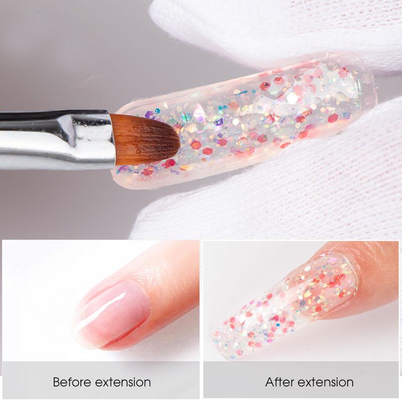Mobray 15/8/5PCS Poly Extention Gel Set For Manicure Gel Extension Set Color Nail Tip Form Crystal UV Gel Slice Brush Nail Gel