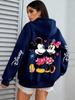 Disney Mickey Minnie Print Sweatshirt Women Men Autumn Winter Casual Loose Hoodie Vintage Cartoon Graphic Pullover Streetwear