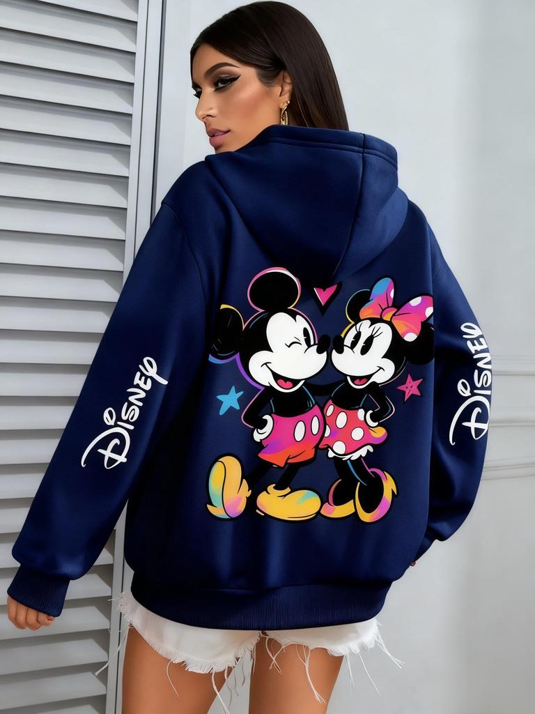 Дисней Микки Минни Принт Свитшот Женский Мужской Осень Зима Повседневный Свободный Худи Винтажный Мультяшный Графический Пуловер Уличная Одежда