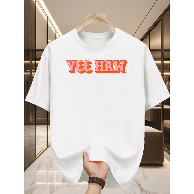 YES HAW unisex's Graphic T-Shirt - Bold YEE HAW Print In Royal Orange, Breathable Round Neck Tee, Comfortable Everyday Shirt for Outdoor Activities