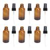 6pcs Amber Empty Essential Oil Sprayer Bottles Pump Function Odorless Refillable Travel Liquid