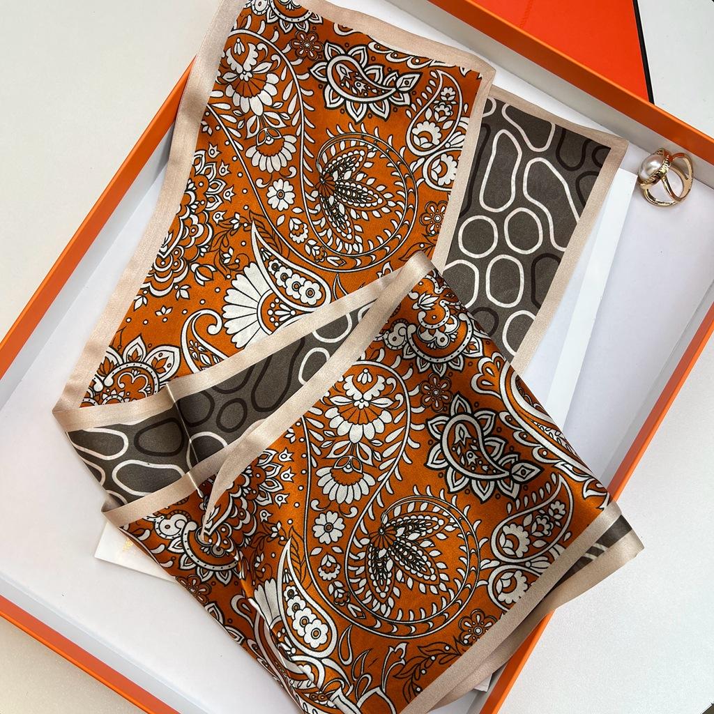 Шарф из 100% шелка тутового дерева, Длинный женский универсальный темперамент, Двусторонний завязанный как сумка, Ремень, Шарф, Шарф как у звезды того же стиля