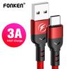 FONKEN Зарядный кабель USB-A к Type-C 3A, шнур для быстрой зарядки данных для Xiaomi Poco M3 X3 NFC F2 Mi 11 9 Samsung Huawei OPPO 0,5 м/1 м/2 м