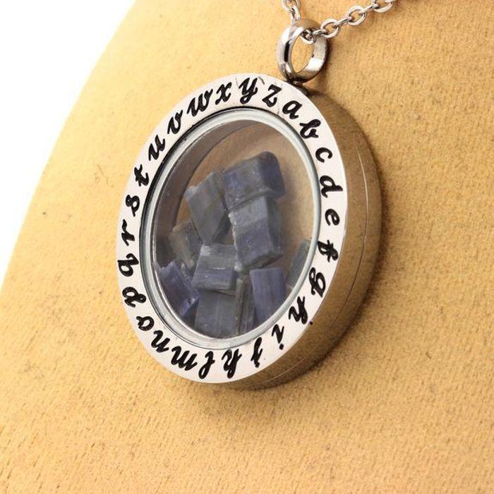 Stones and Minerals. Raw Kyanite Necklace. Alphabet Model.