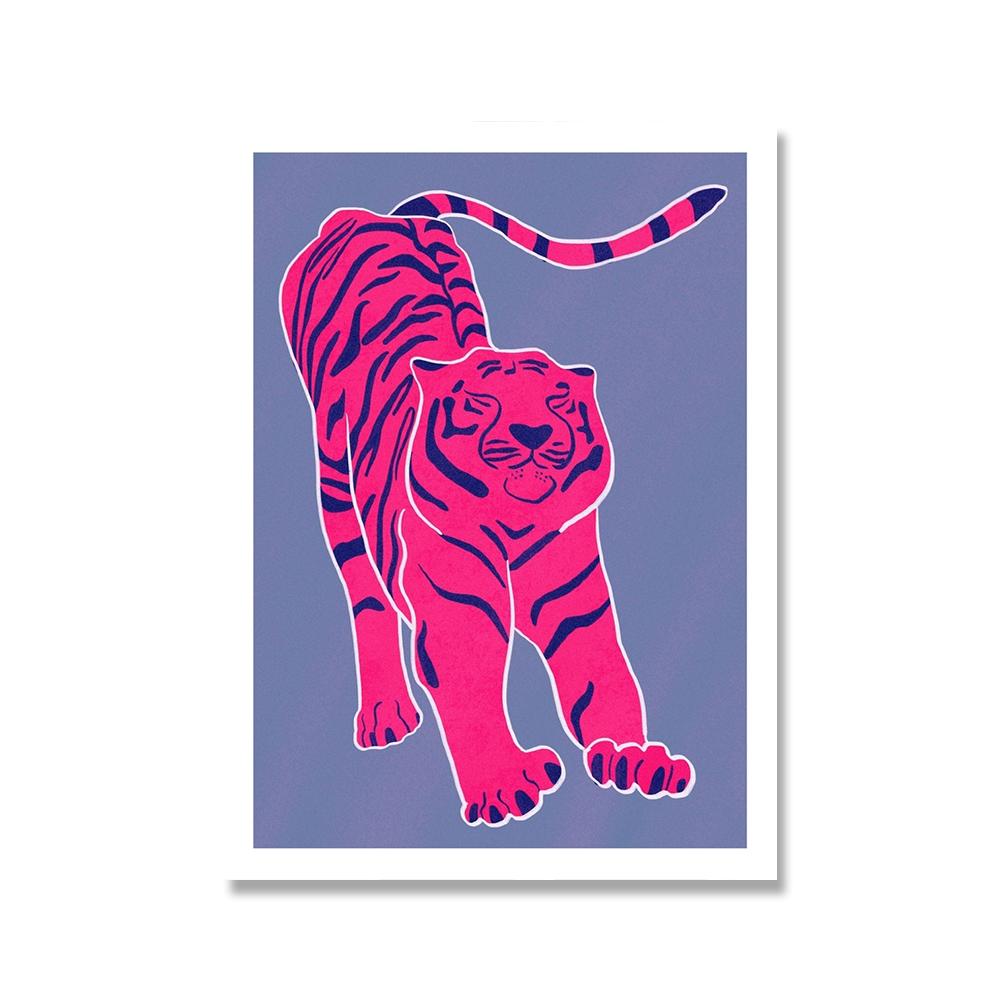 Nordic Abstract Animal Poster Красный Розовый Зеленый Тигр Не Теряет Сон Картина На Холсте Настенная Живопись Печать Картины Спальня Домашний Декор