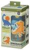Skater Dinosaur Water Bottle with Rubber Locking and Shoulder Mascot, Straw, 650ml, One-Push Open, Function, Handle, Strap, PRMC7ST-A