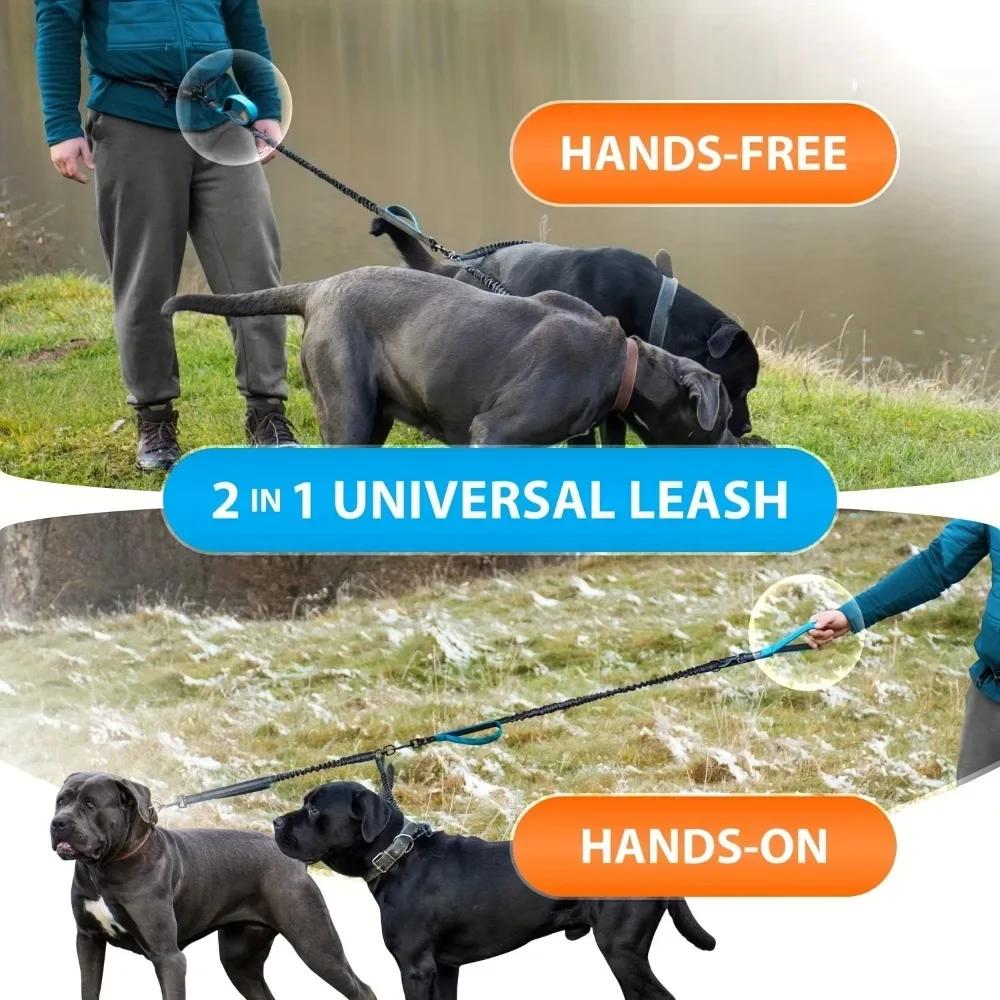 Reflective Double Dog Leash With Thickened Handles Medium-sized Large Dog Training Jogging And Running Pet Supplies Pet Leash