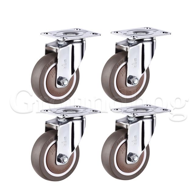 4Pcs Rubber Swivel Casters , with Brake No Noise Lockable Wheels Mobile Wheels for Furniture, Medical Equipment, Trolleys