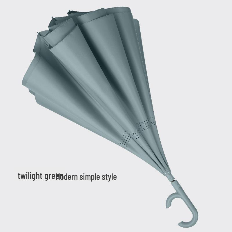 Очень большой ветрозащитный зонт-наоборот: Длинная ручка, двойное использование для солнца и дождя, идеально подходит для ношения в машине и использования двумя людьми