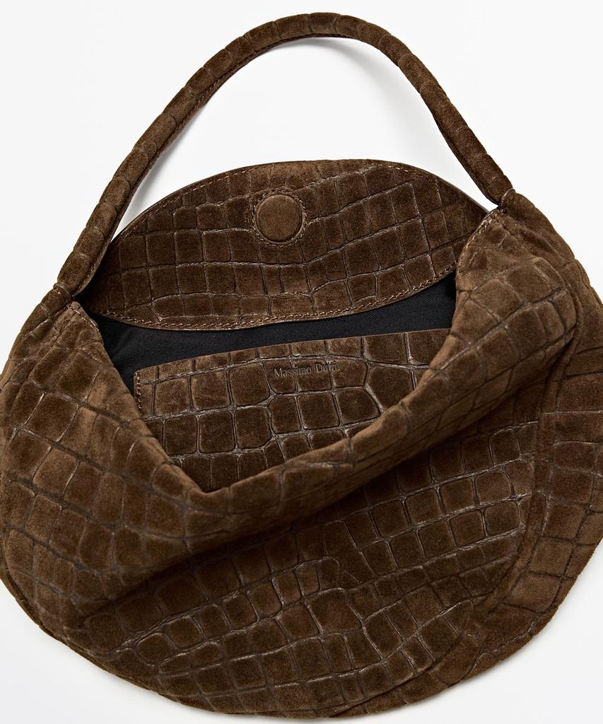 Massimo Dutti Mini Slouch Split Suede Leather Bag