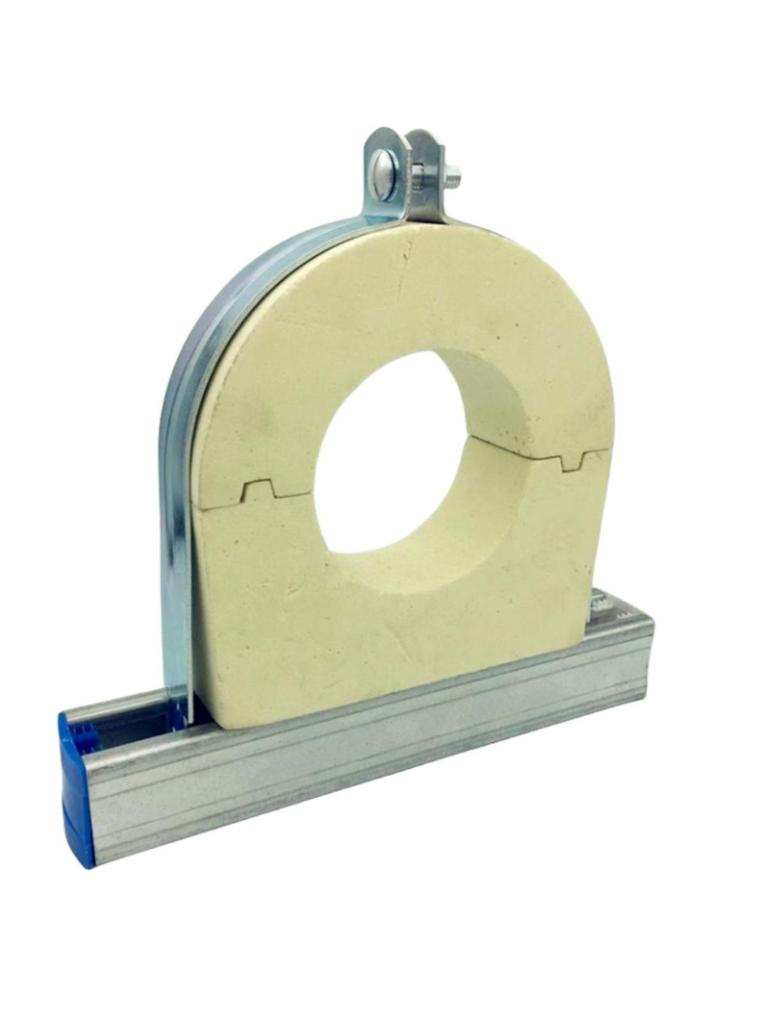 Yellow Polyurethane Air Conditioner Pipe Clamp with Copper Insulation, Seismic Support, C-Channel, and P-Channel Fastener.